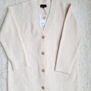 NWT Quince 100% Cashmere Oversized Cocoon Boyfriend Cardigan, ivory white, XS